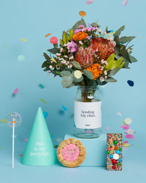 B’Day Vibes Explosion Box + Native Posy