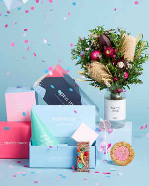 B’Day Vibes Explosion Box + Native Posy