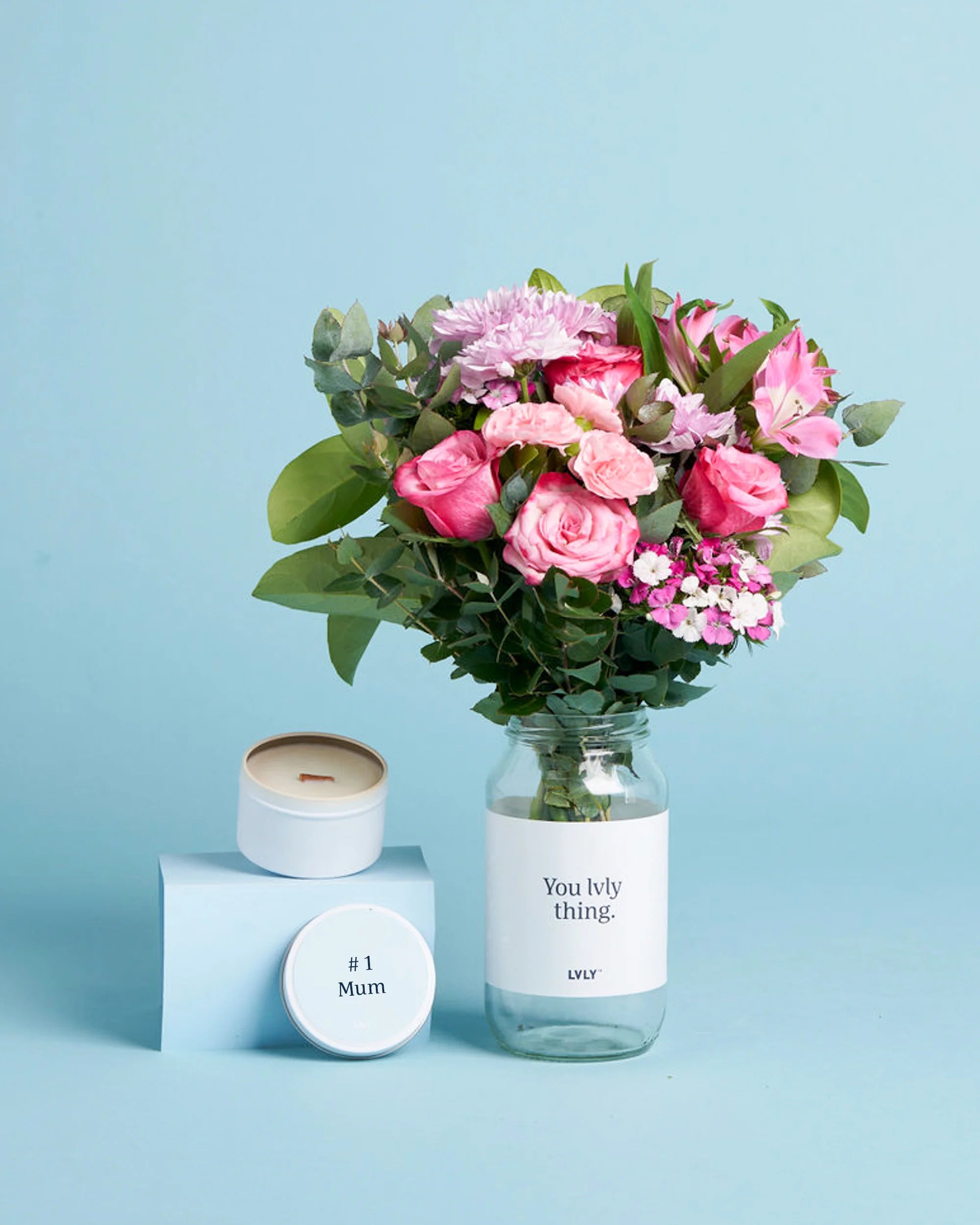 Personalised Candle + Flowers