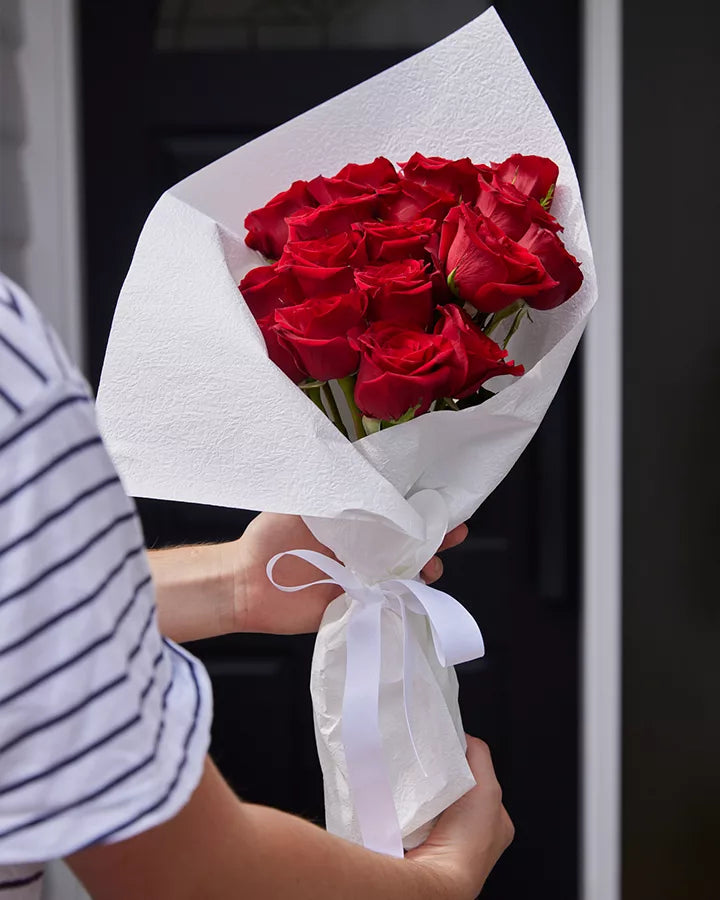 Sympathy Red Roses + Vase