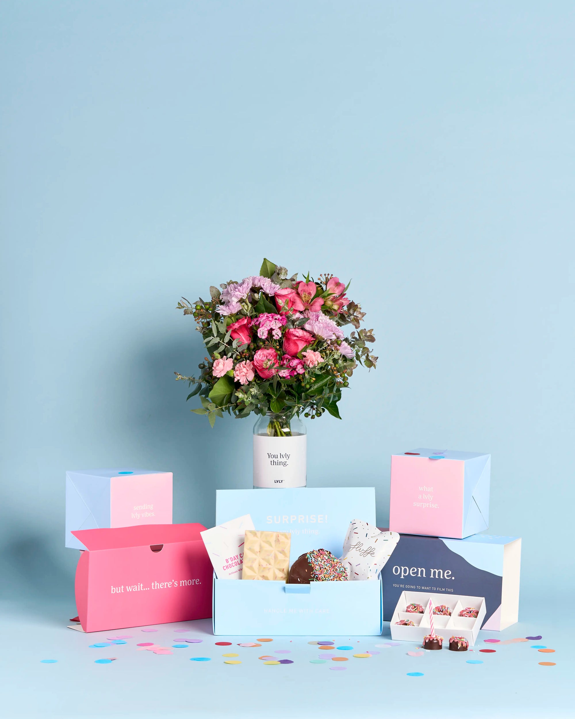 B’Day Confetti Explosion Box + Flowers
