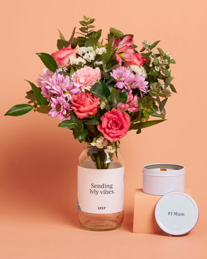 Personalised Candle + Flowers
