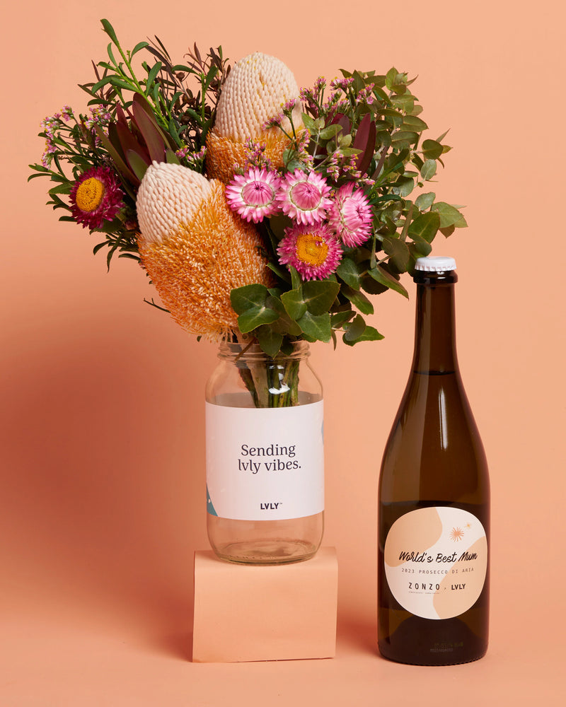 Personalised Prosecco + Native Posy
