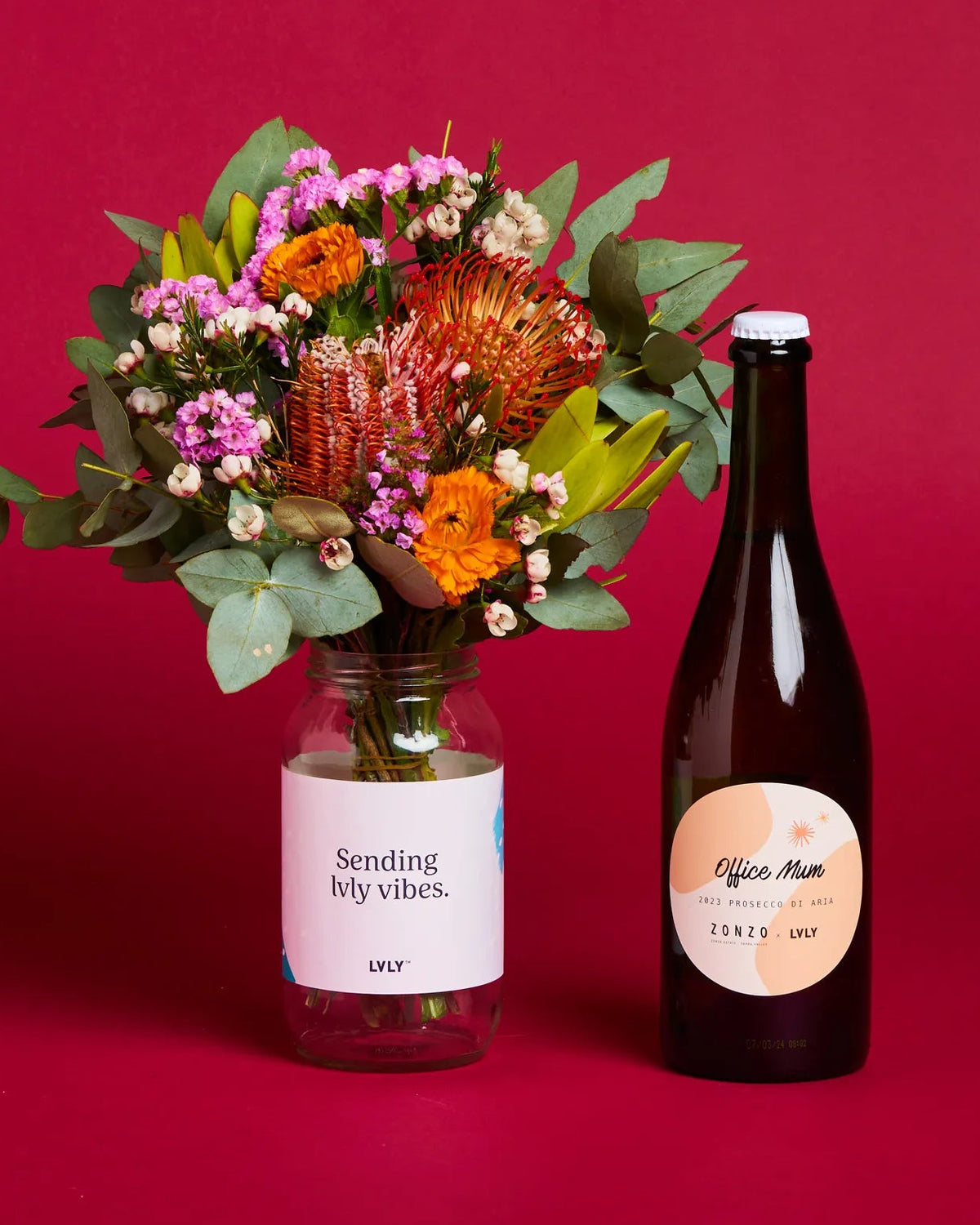 Personalised Prosecco + Native Posy