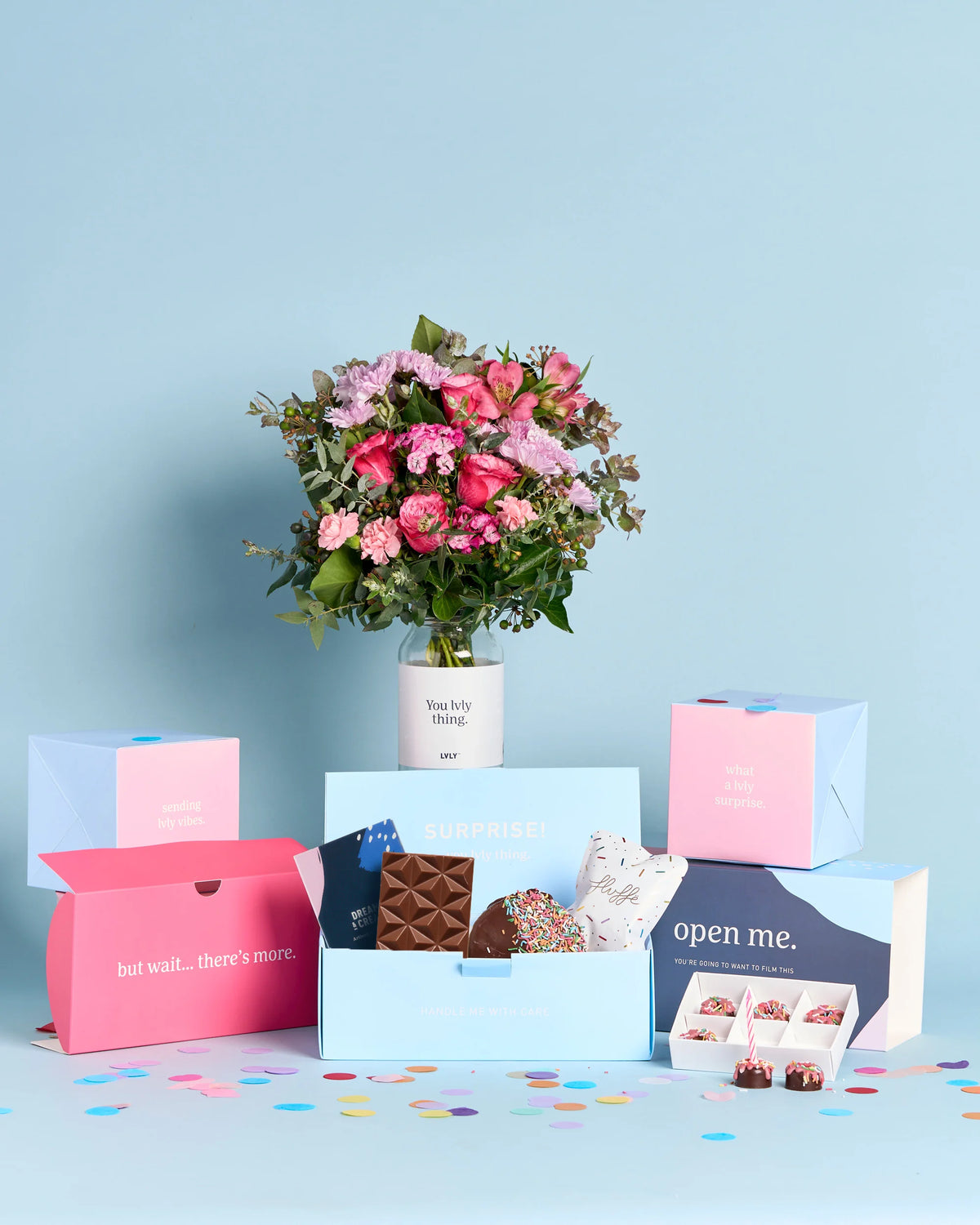 B’Day Confetti Explosion Box + Flowers