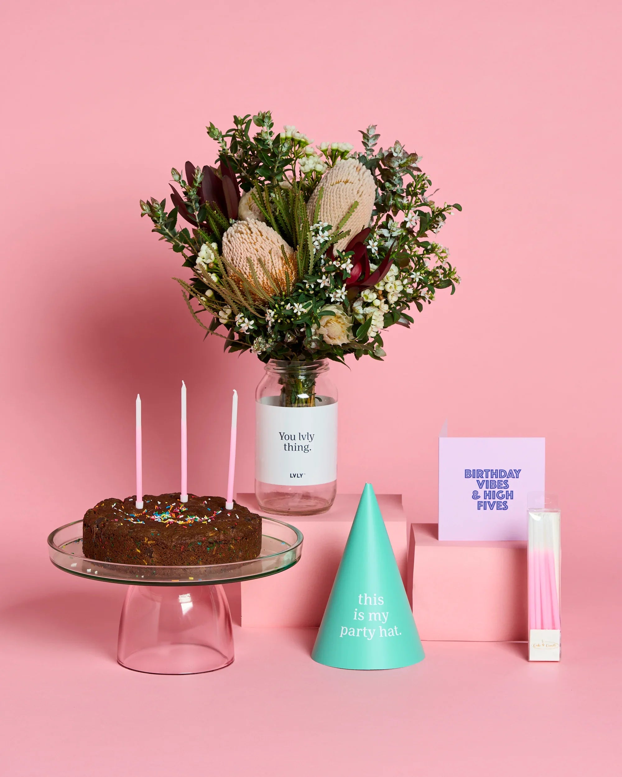 Brownie B’day Box + Native Posy