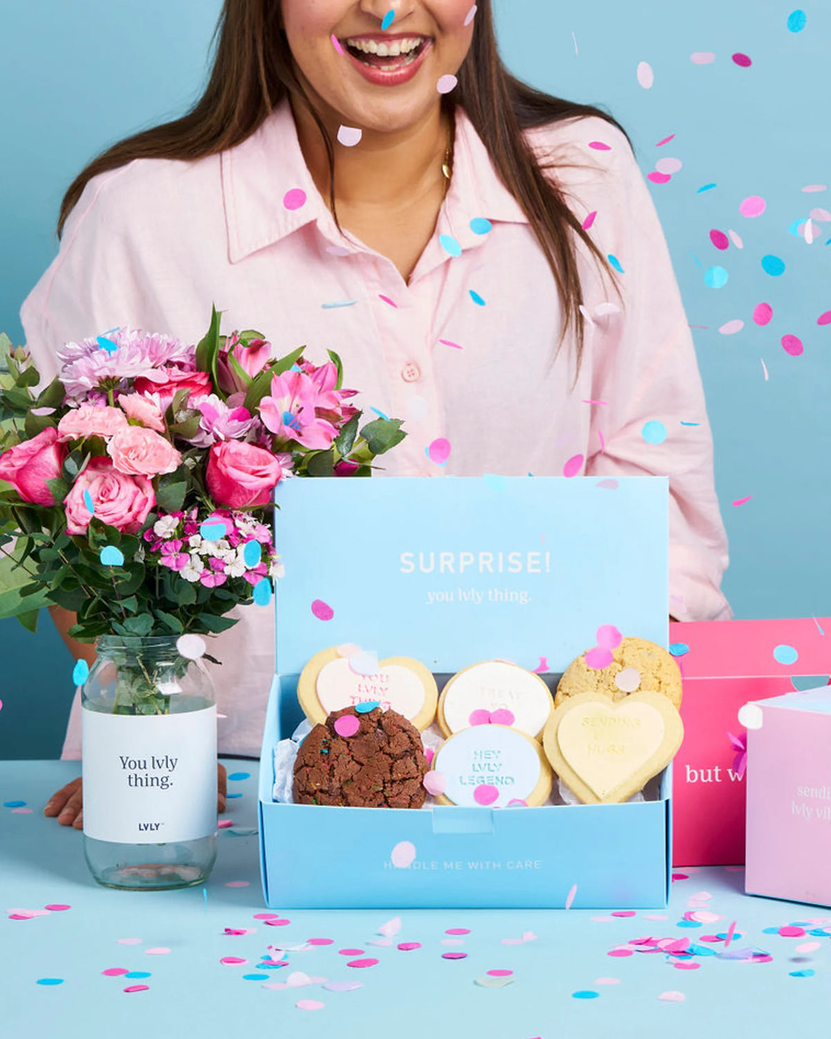 Cookie Combo Explosion Box + Flowers