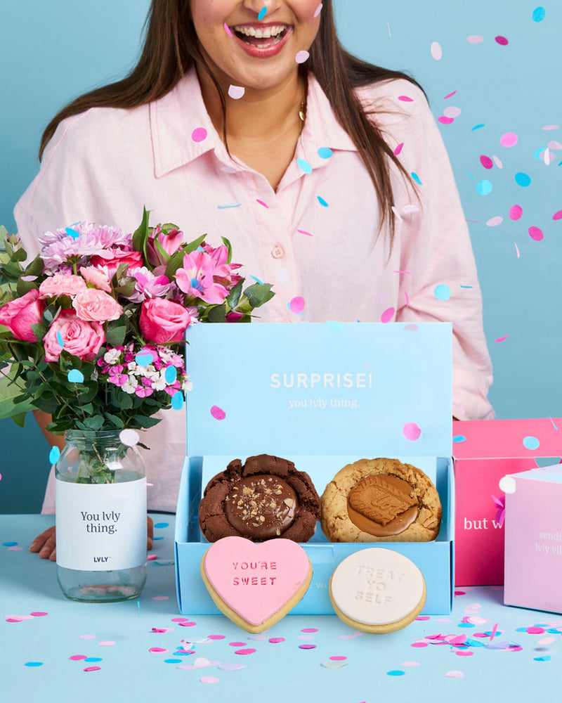 Cookie Combo Explosion Box + Flowers