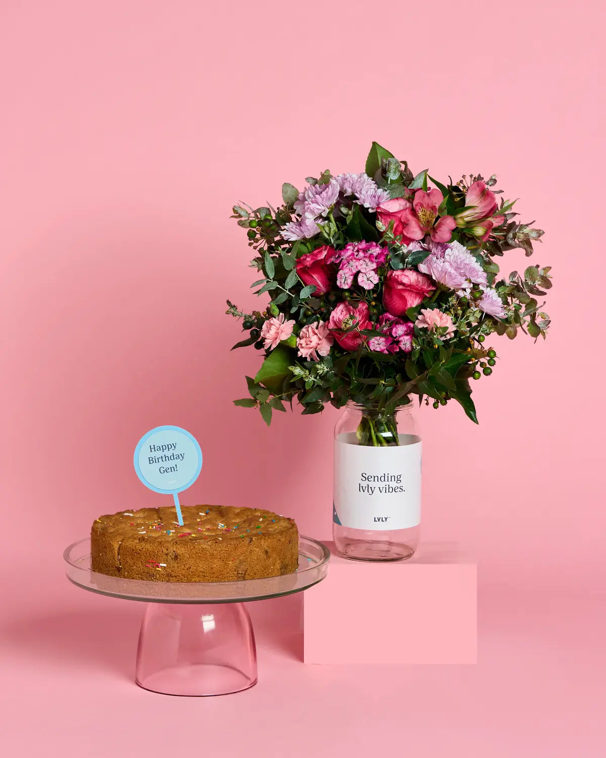 Personalised Cake + Flowers