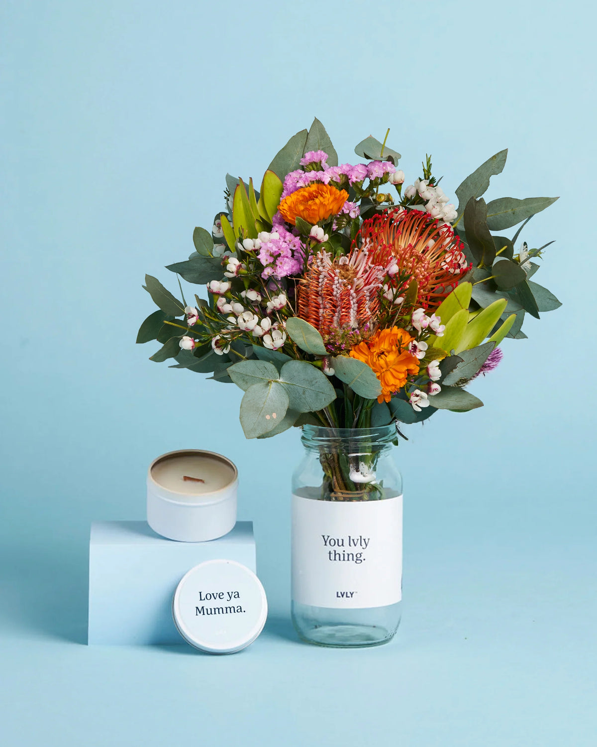 Personalised Candle + Native Posy