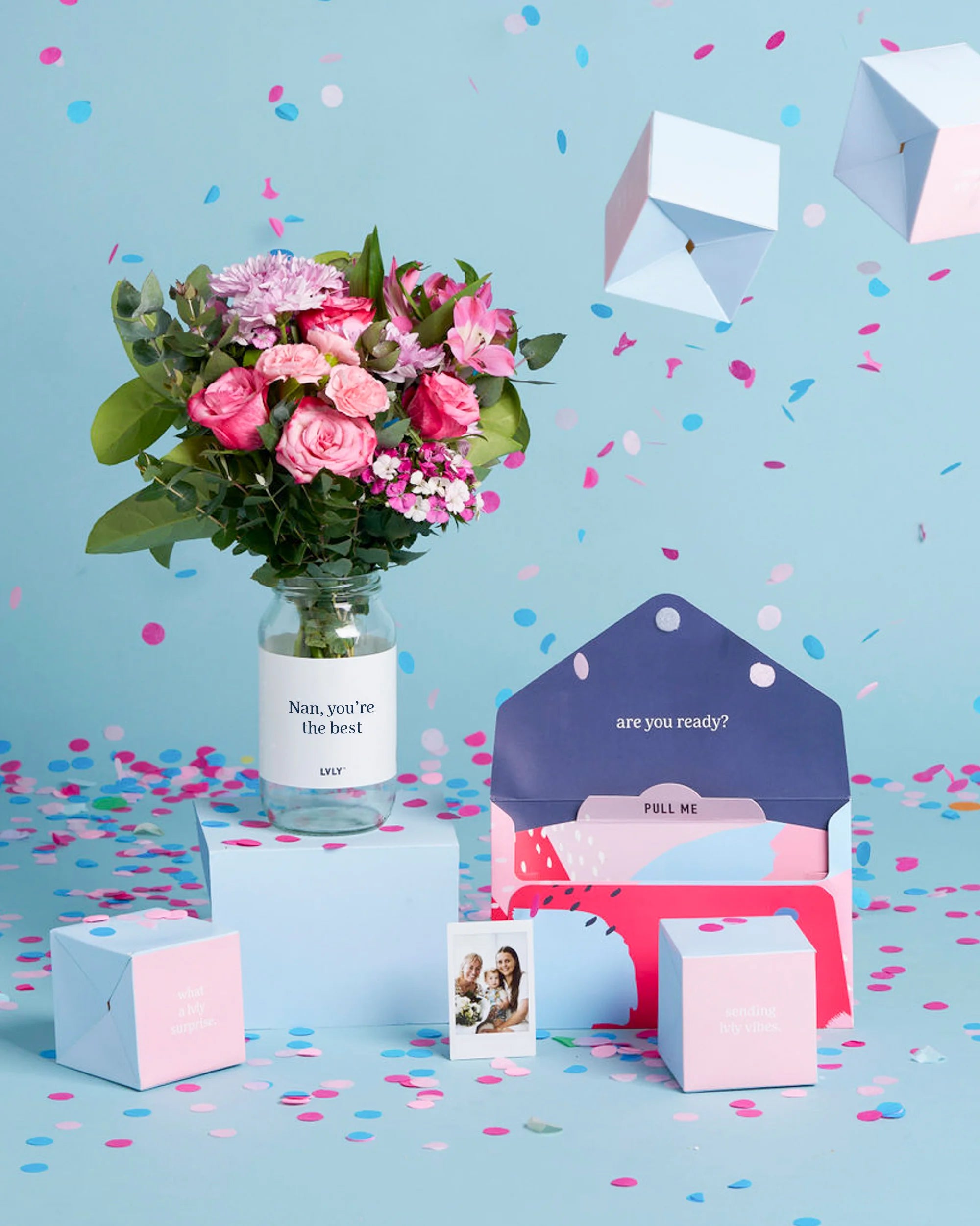 Personalised Polaroid Surprise + Flowers