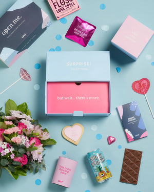 Valentine’s Frothies Explosion Box + Flowers