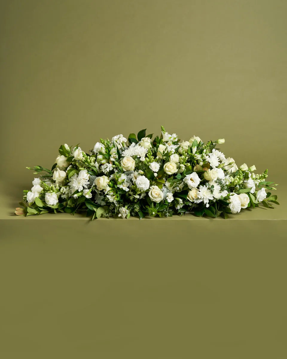 White Casket Flower Arrangement