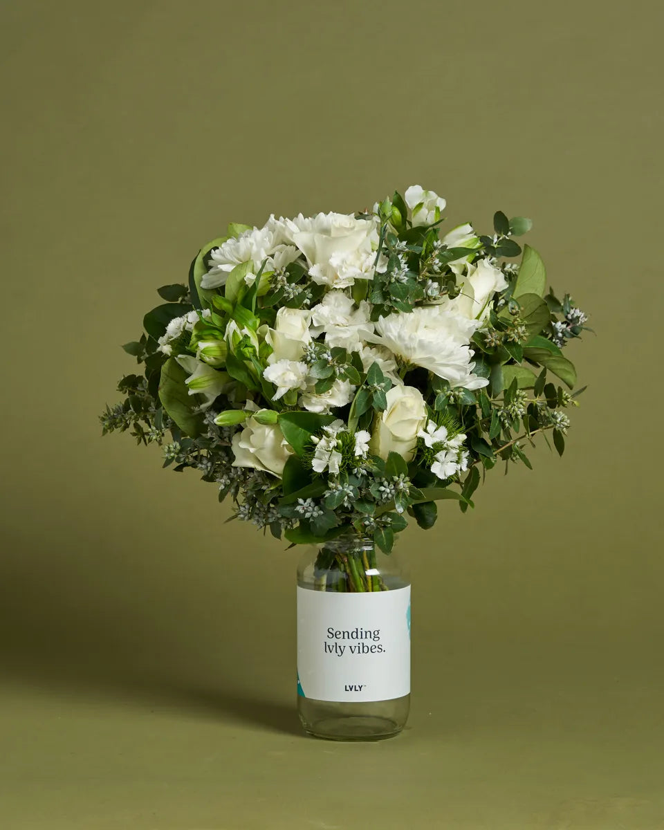 White Sympathy Flower Jar
