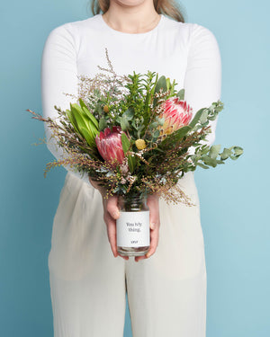 Personalised Candle + Native Posy