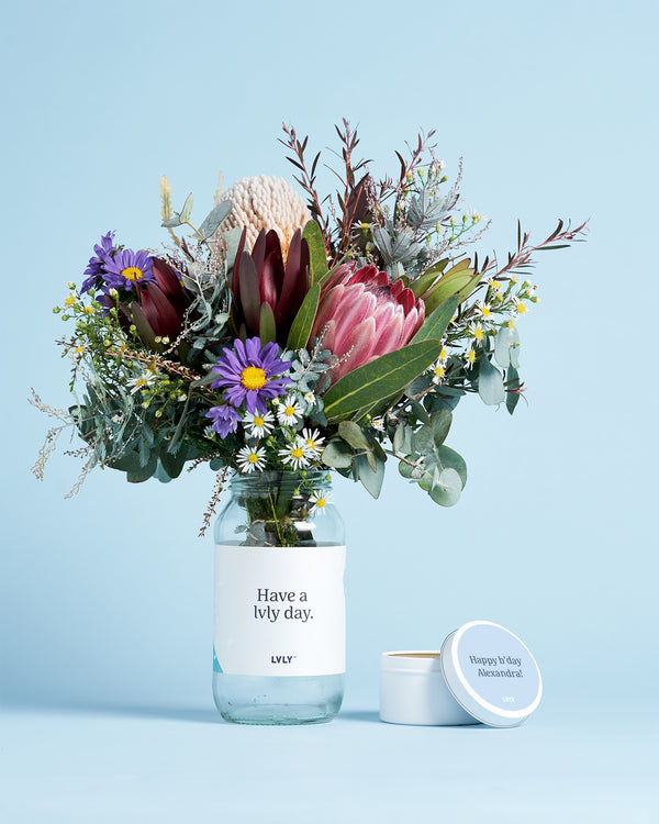 Personalised Candle + Native Posy LVLY